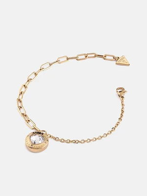 Gold-Tone Mixed Chain Heart Bracelet
