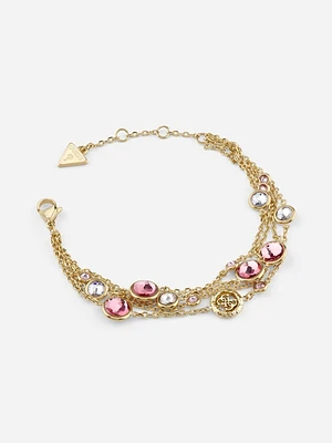 Gold-Tone and Colored Stone Layered Bracelet