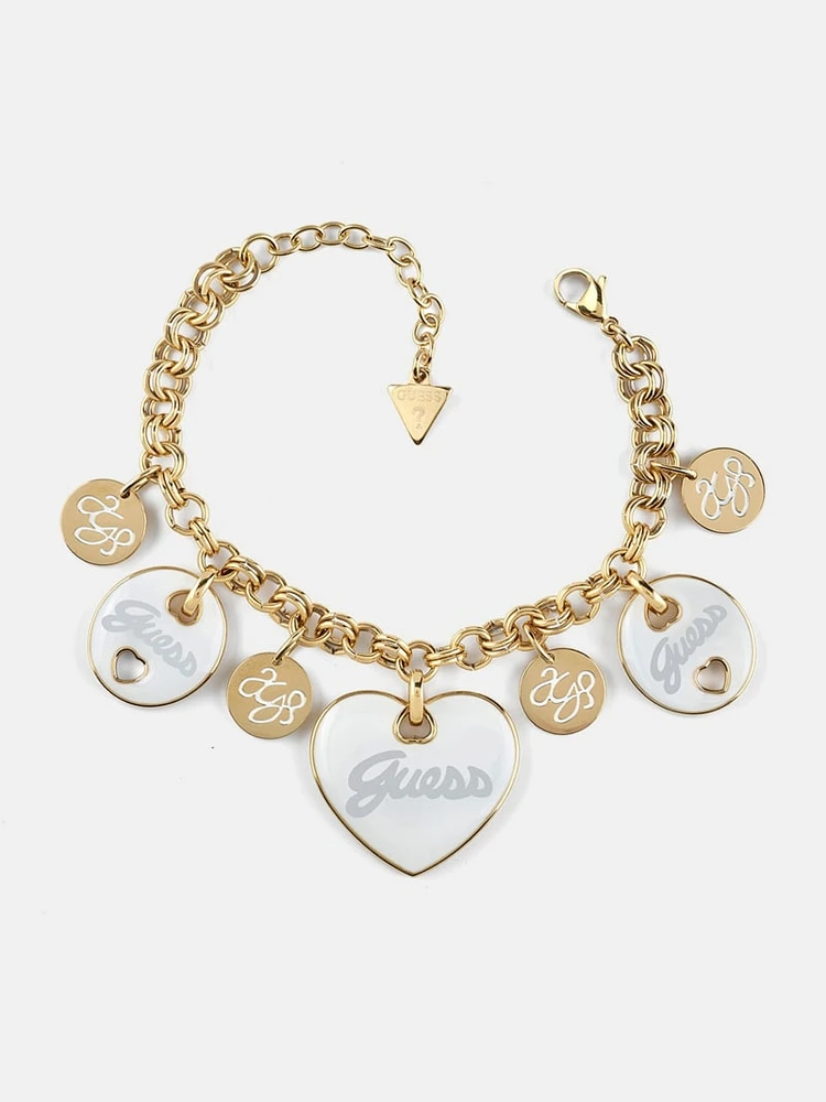 Gold-Tone Heart Charm Bracelet
