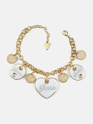 Gold-Tone Heart Charm Bracelet