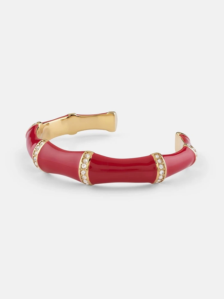 Gold-Tone and Red Bamboo Cuff