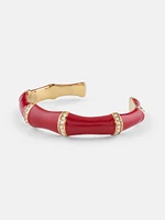 Gold-Tone and Red Bamboo Cuff
