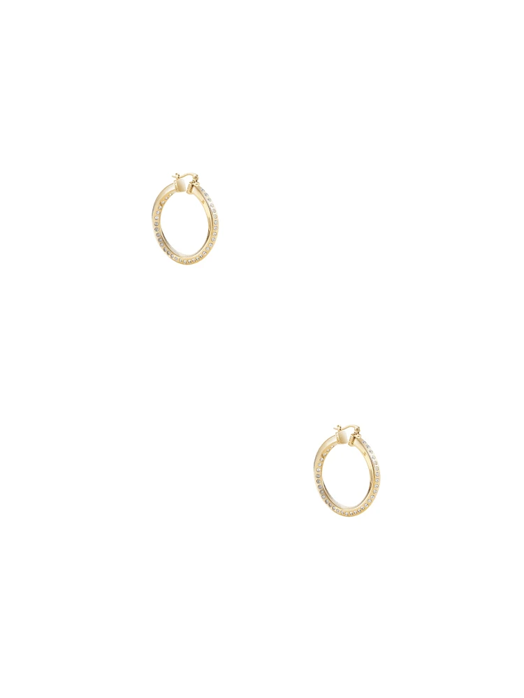 Gold-Tone and CZ Twisted Hoop Earrings