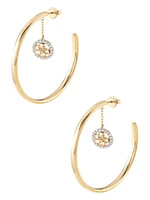 Gold-Tone CZ Quattro G Hoop Earrings