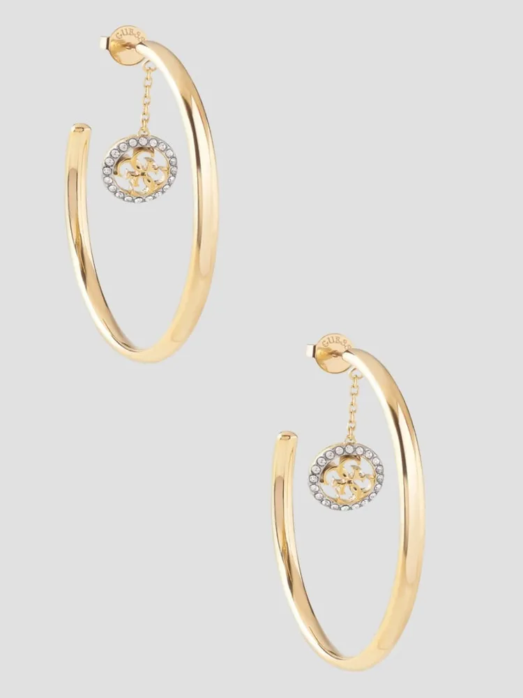 Gold-Tone CZ Quattro G Hoop Earrings