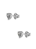 Silver-Tone Crystal Stud Earrings