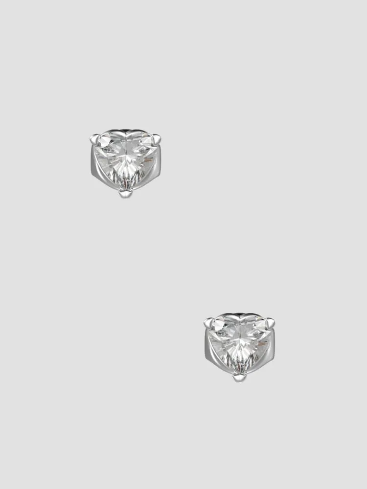 Silver-Tone Crystal Stud Earrings