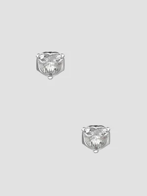 Silver-Tone Crystal Stud Earrings