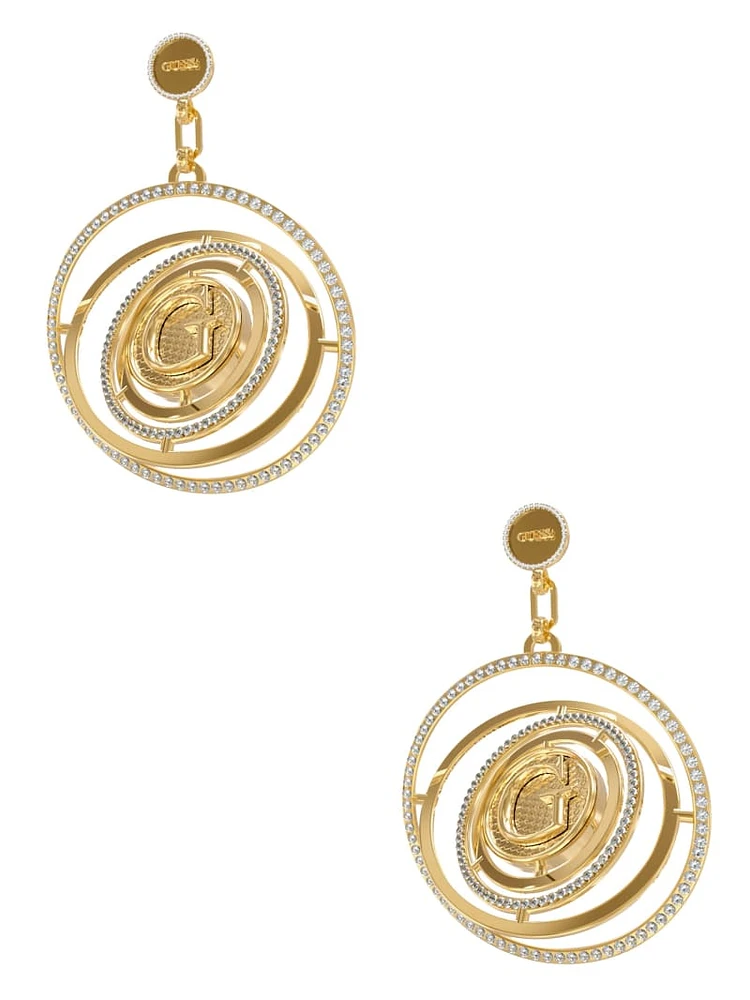 Gold-Tone CZ Layered Circle Earrings