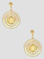 Gold-Tone CZ Layered Circle Earrings