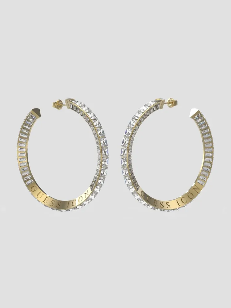 14K Gold-Plated Baguette Hoop Earrings