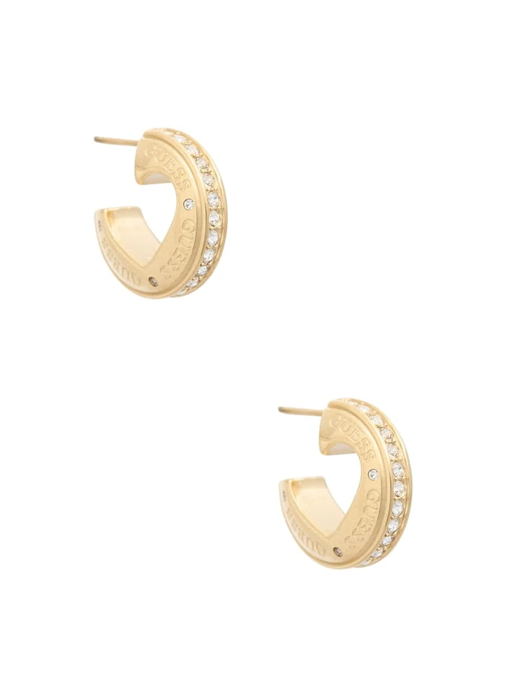 Gold-Tone Heart Huggie Hoop Earrings