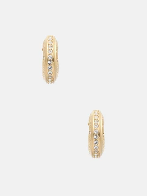 Gold-Tone Heart Huggie Hoop Earrings