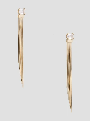 Gold-Tone Fringe Crystal Earring