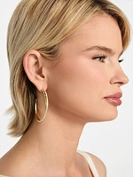 Gold-Tone Matelassé Pavé Hoops