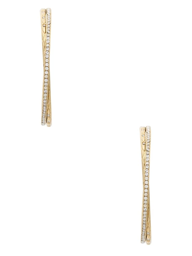 Gold-Tone Matelassé Pavé Hoops