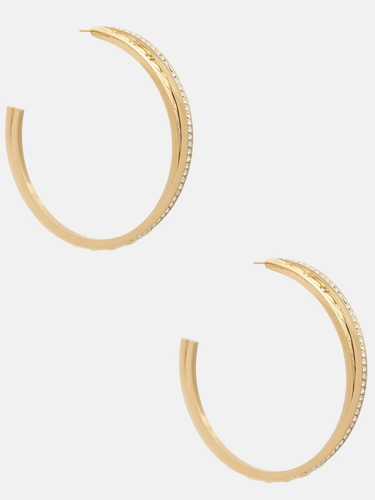 Gold-Tone Matelassé Pavé Hoops