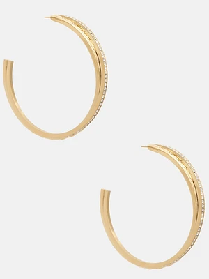 Gold-Tone Matelassé Pavé Hoops