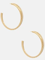 Gold-Tone Matelassé Pavé Hoops