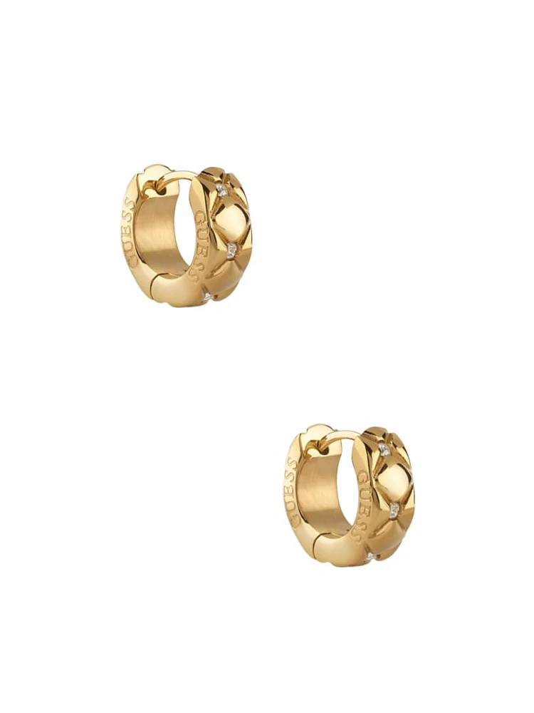 Gold-Tone Matelassé Huggie Hoop Earrings