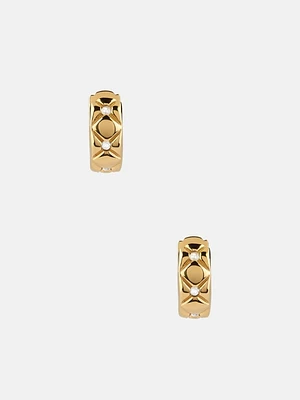 Gold-Tone Matelassé Huggie Hoop Earrings