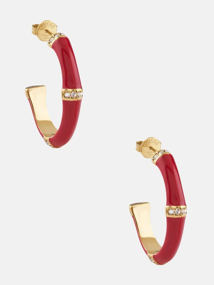 Bamboo Crystal Hoop Earrings