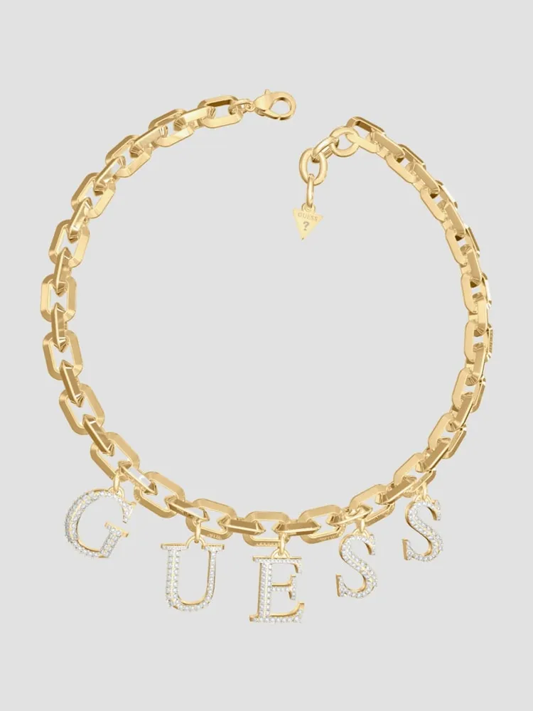 Gold-Tone Logo Charm Necklace