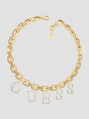 Gold-Tone Logo Charm Necklace