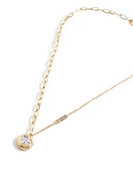 Gold-Tone Mixed Chain Heart Necklace