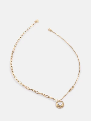 Gold-Tone Mixed Chain Heart Necklace