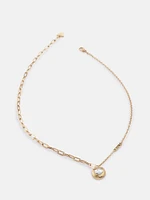 Gold-Tone Mixed Chain Heart Necklace