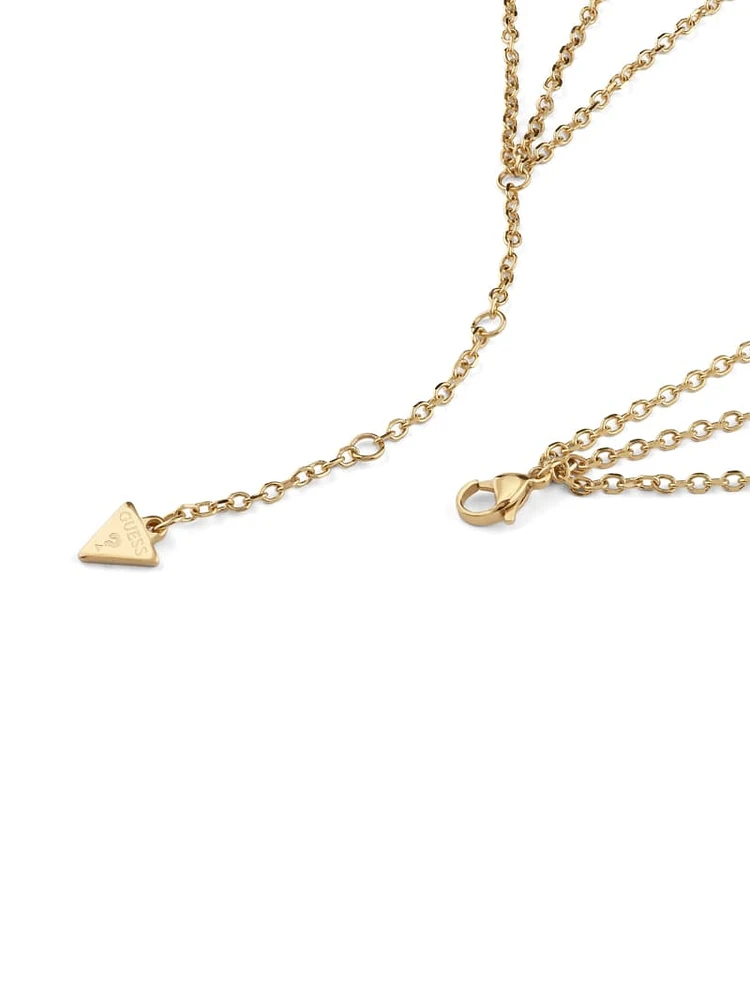 Gold-Tone and Pink Stone Layered Necklace