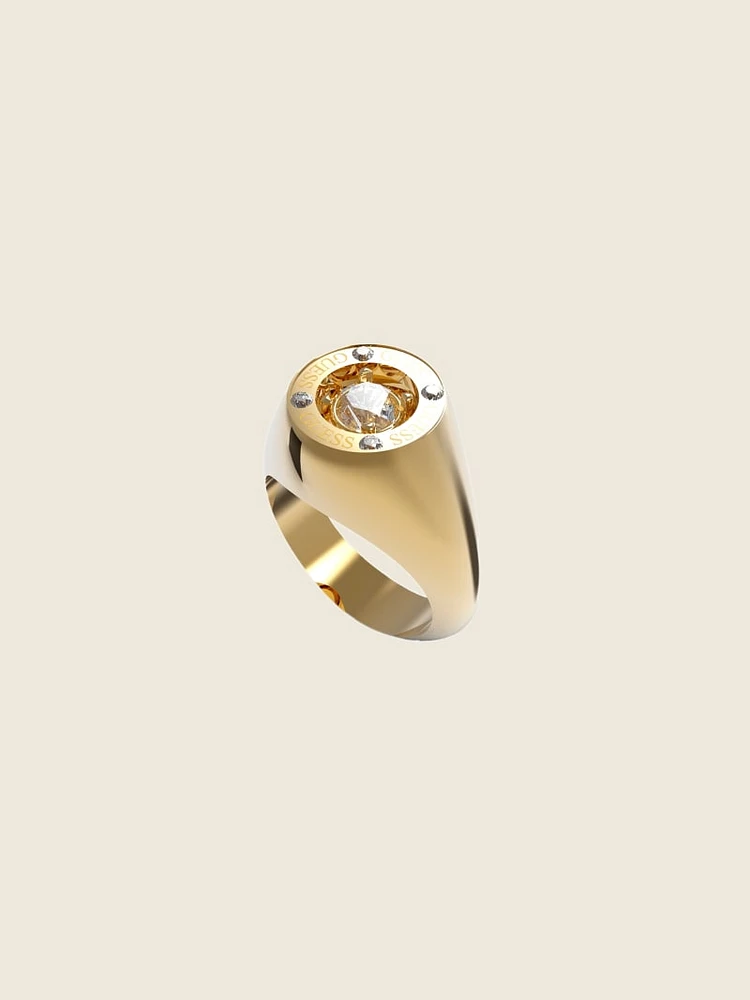 Gold-Tone Solitaire Signet Ring