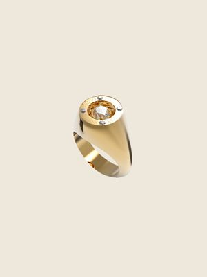 Gold-Tone Solitaire Signet Ring