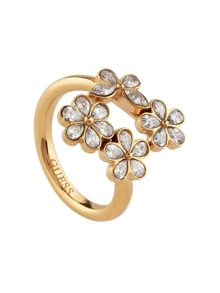 Gold-Tone and Multi-Flower Wrap Ring
