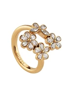 Gold-Tone and Multi-Flower Wrap Ring