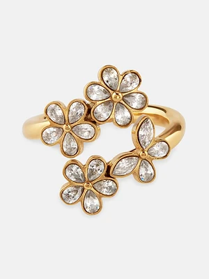 Gold-Tone and Multi-Flower Wrap Ring