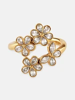 Gold-Tone and Multi-Flower Wrap Ring