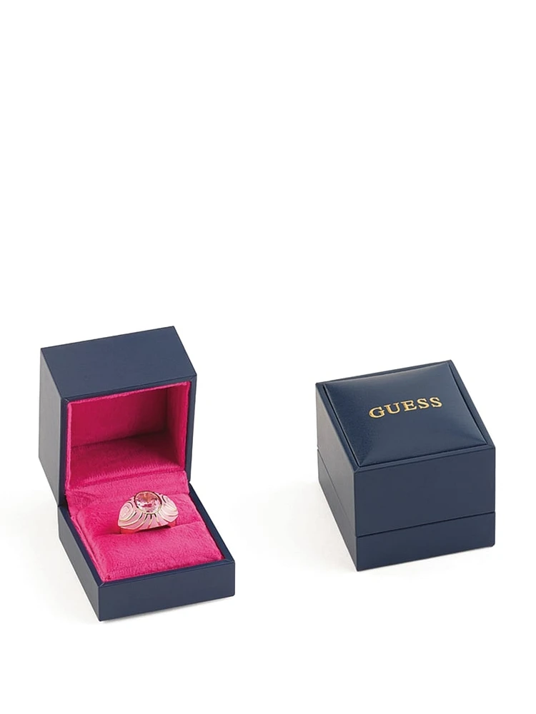 Gold-Tone and Pink Signet Ring