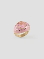 Gold-Tone and Pink Signet Ring
