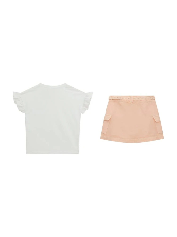 Floral Tee and Twill Skirt (2-7)