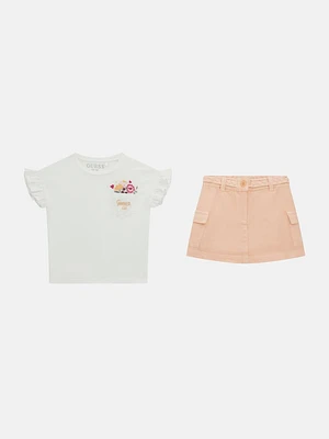 Floral Tee and Twill Skirt (2-7)