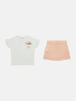Floral Tee and Twill Skirt (2-7)