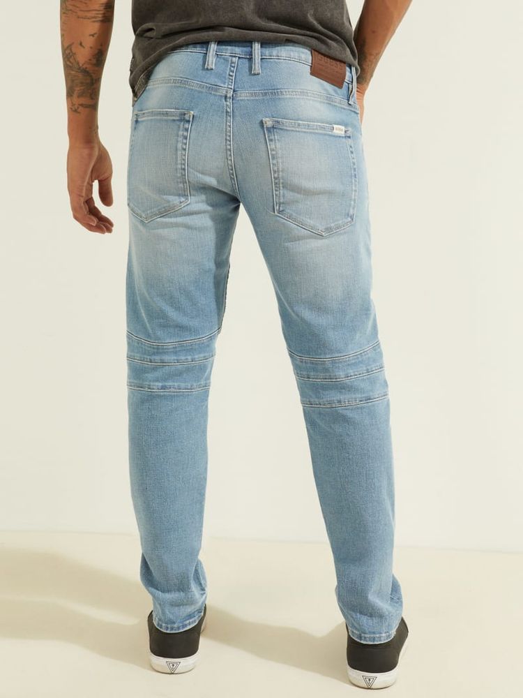 Tapered Pintuck Moto Jeans