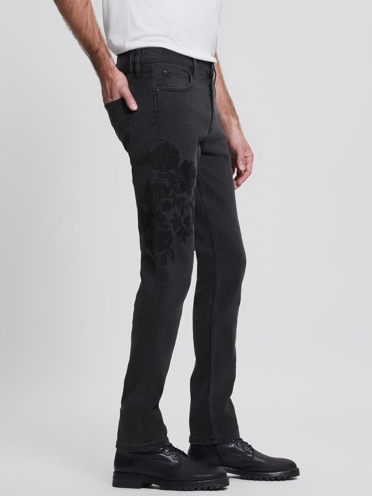 Embroidered Tapered Jeans