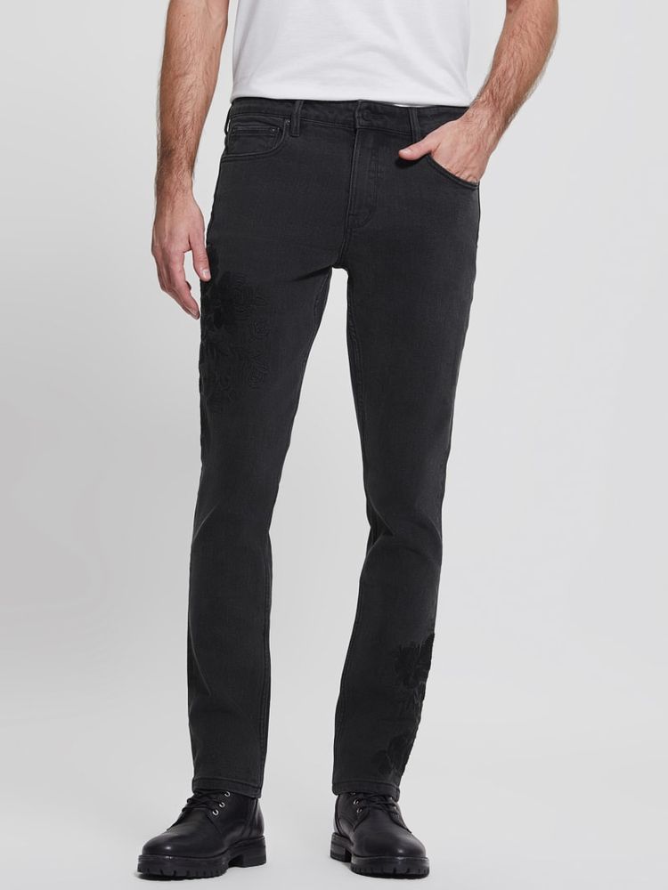 Embroidered Tapered Jeans