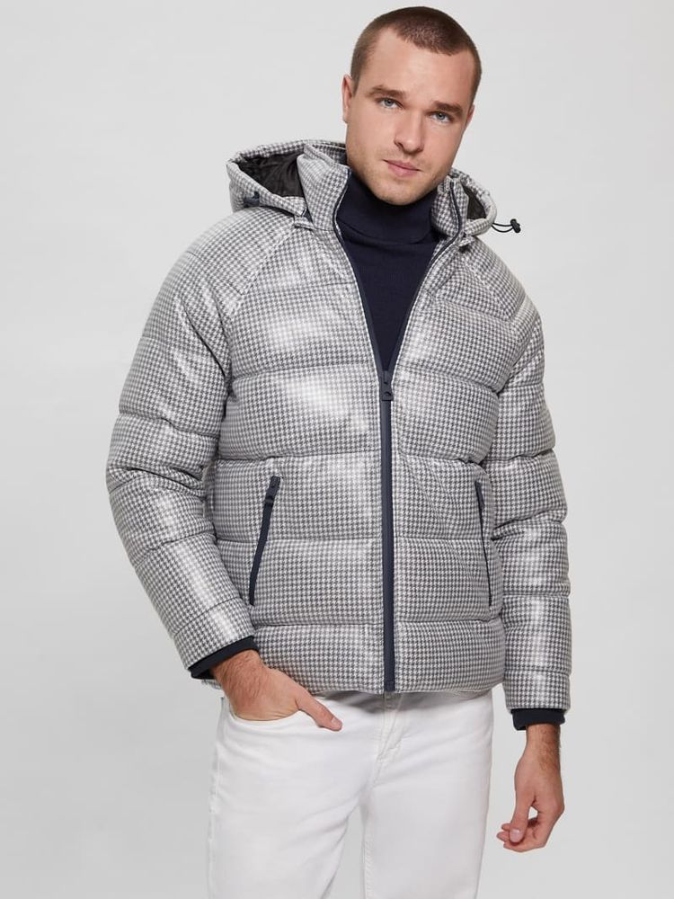 GUESS Highland Houndstooth Puffer Jacket