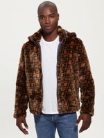 Hooded Logo Faux-Fur Jacket