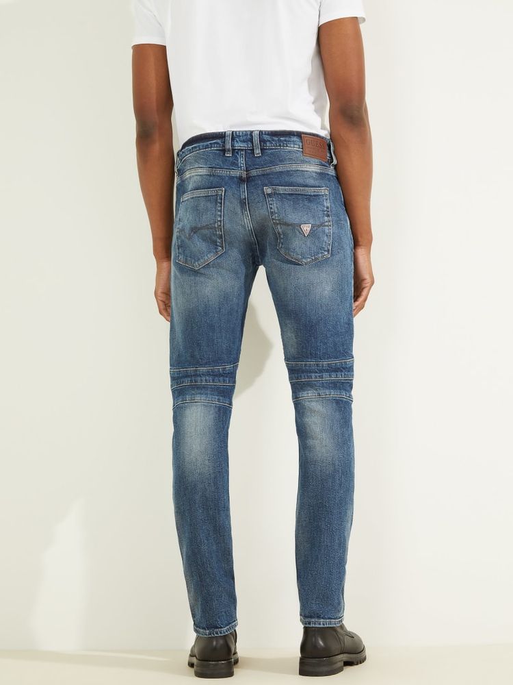 Eco Tapered Pintuck Moto Jeans
