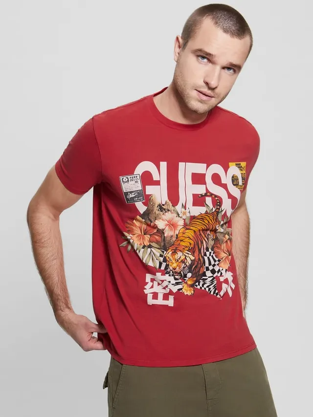 GUESS Men's Eco Tiger-Print Shirt - Macy's